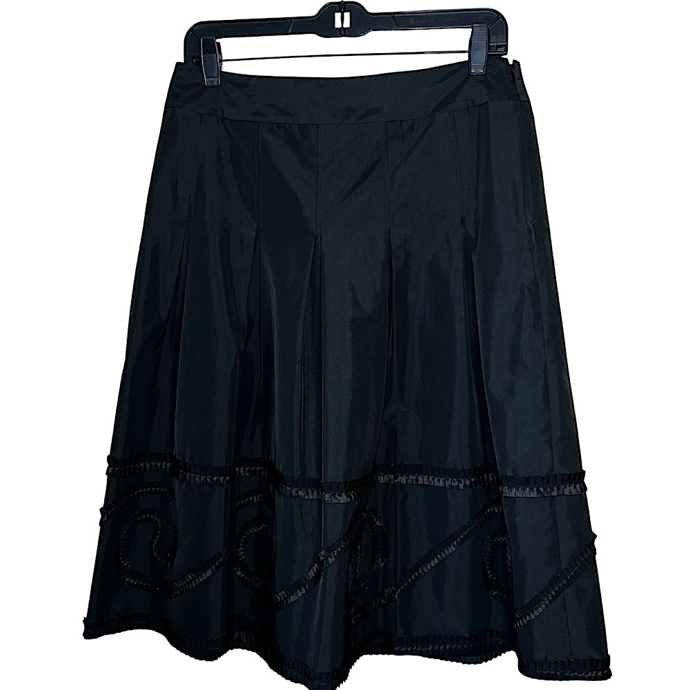 Ann Taylor Loft Black Taffeta Pleated A Line Skirt Size 4